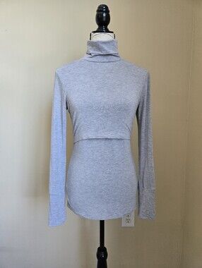 Seraphine Maternity Top Womens S Gray Turtleneck Pullover